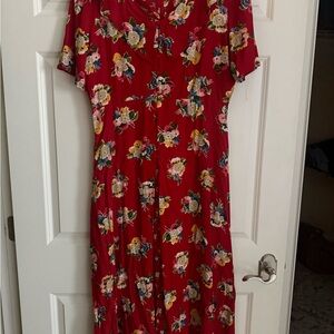 Susan Bristol Red Floral Maxi Dress